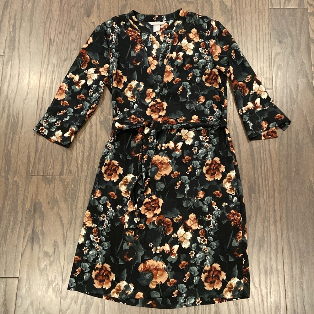 H&M 3/4 sleeve dress with removable tie waist